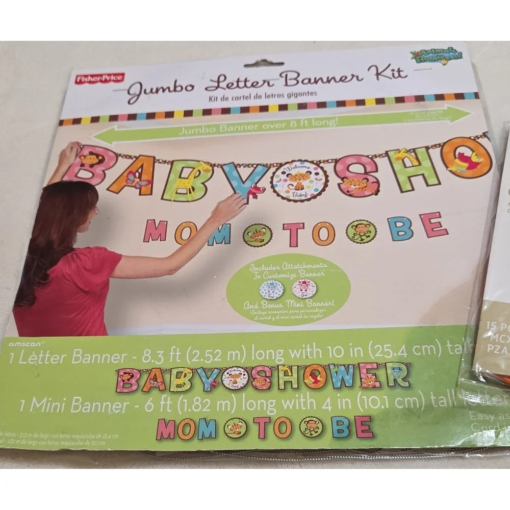 amscan‎ Jumbo Letter Banner Kit & Balloons Baby Shower Fisher-Price Rainforest